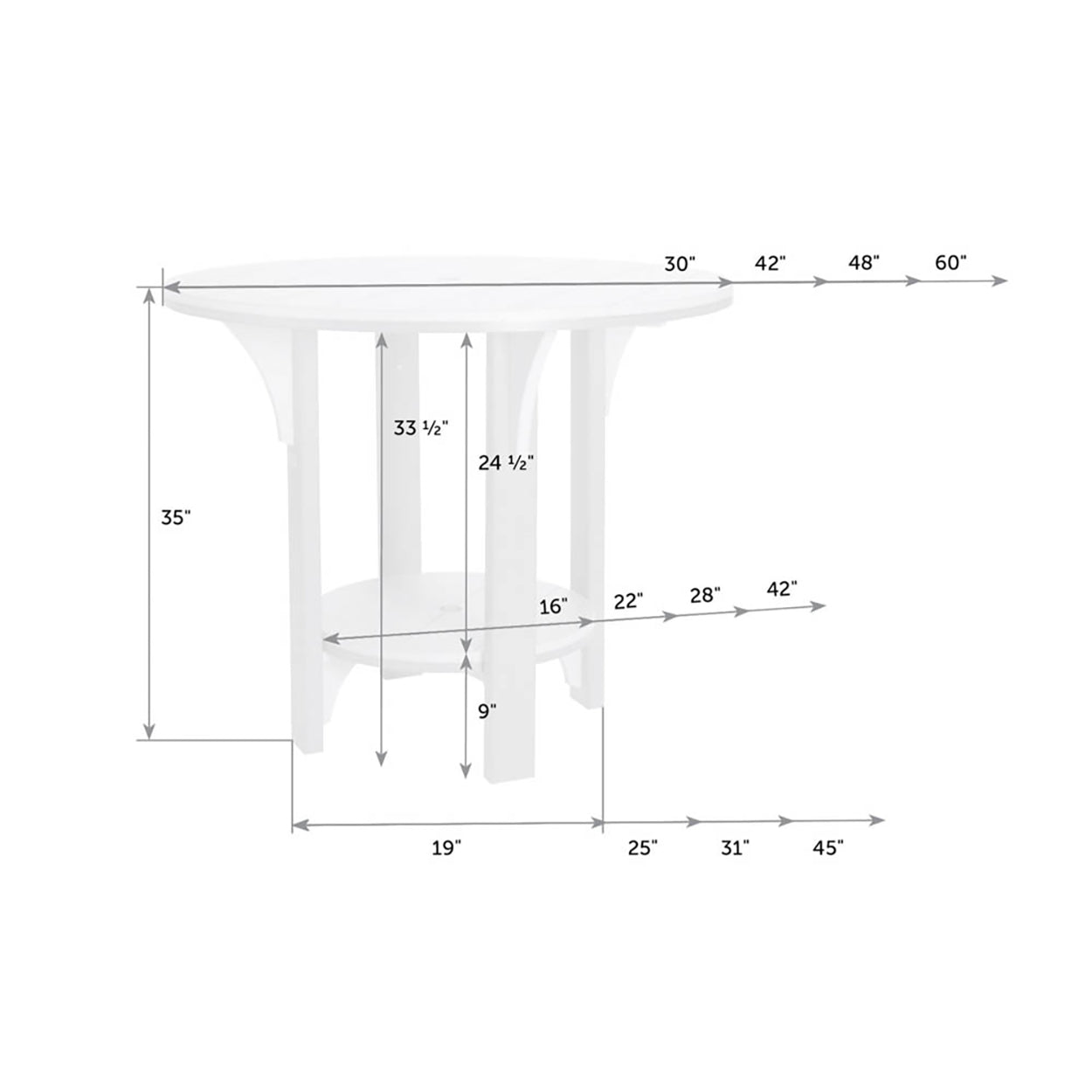 Great Bay 42" Round Table - Bar Height