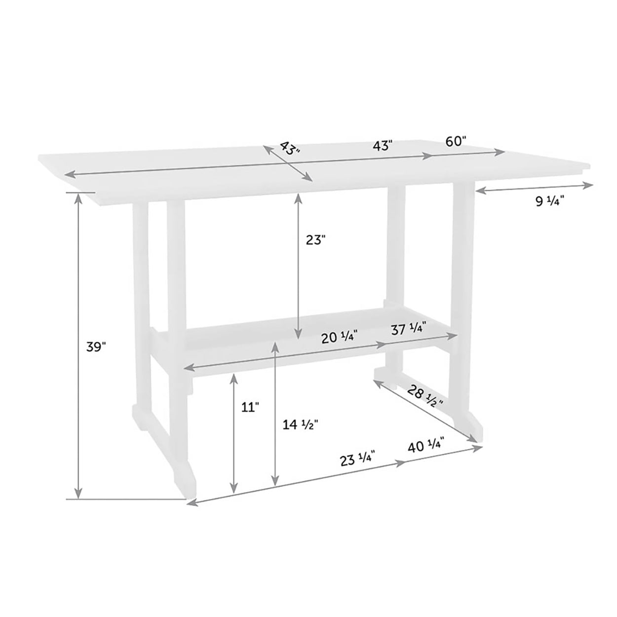 Great Bay 43" x 43" Square Table - Bar Height