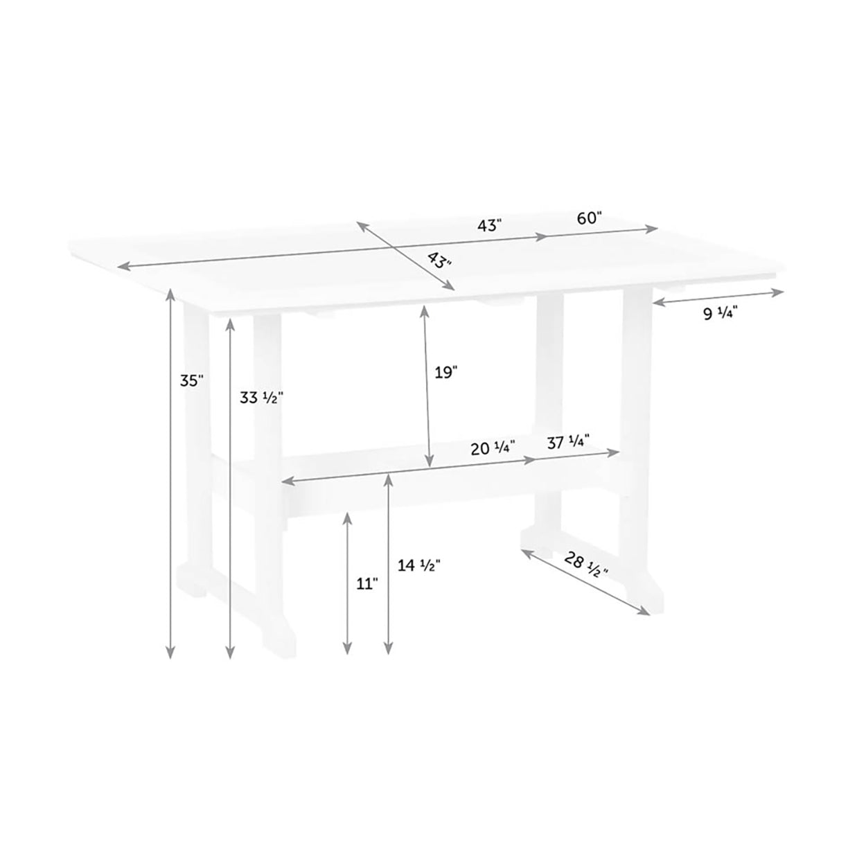 Great Bay 43" x 60" Rectangle Table - Counter Height