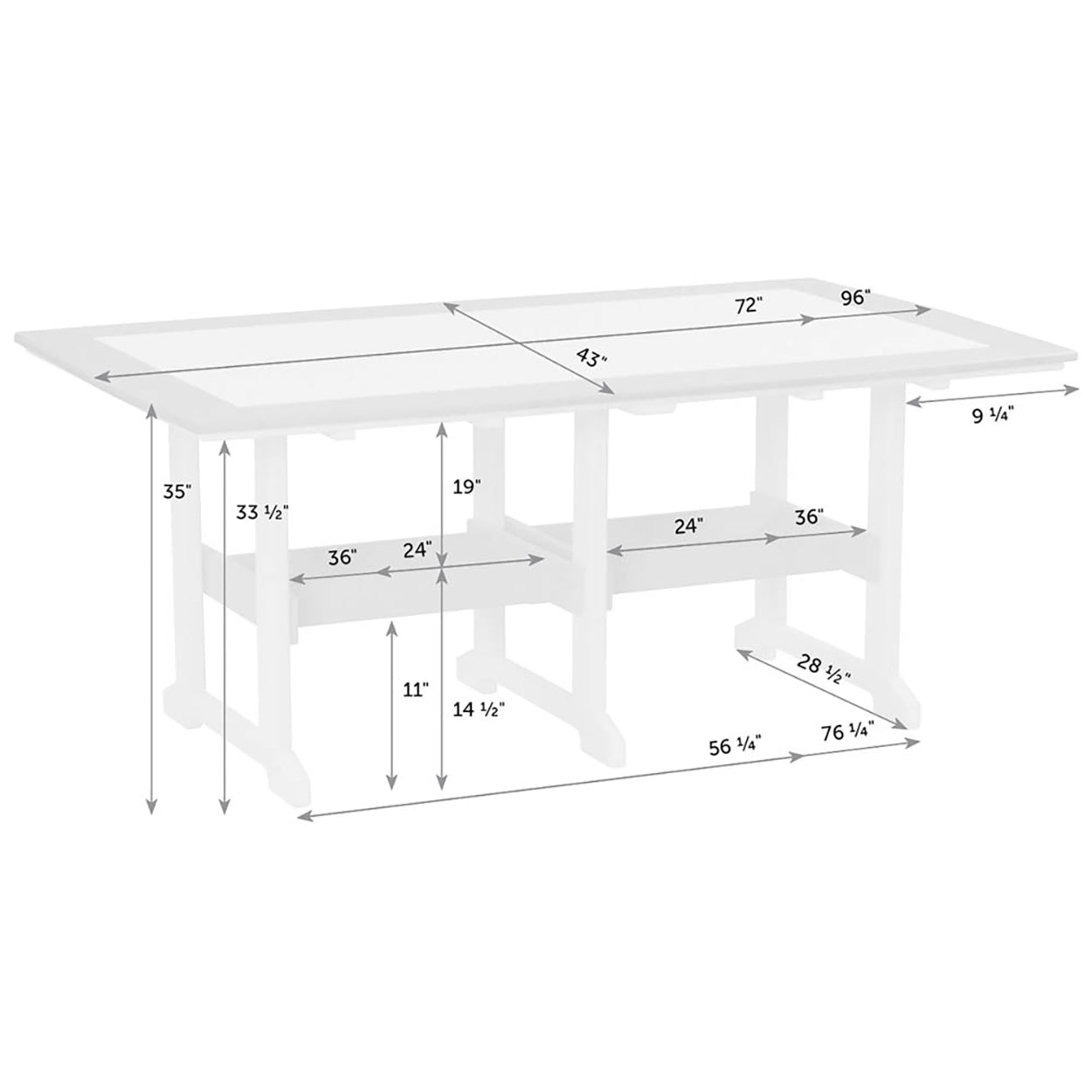 Great Bay 43" x 72" Rectangle Table - Counter Height