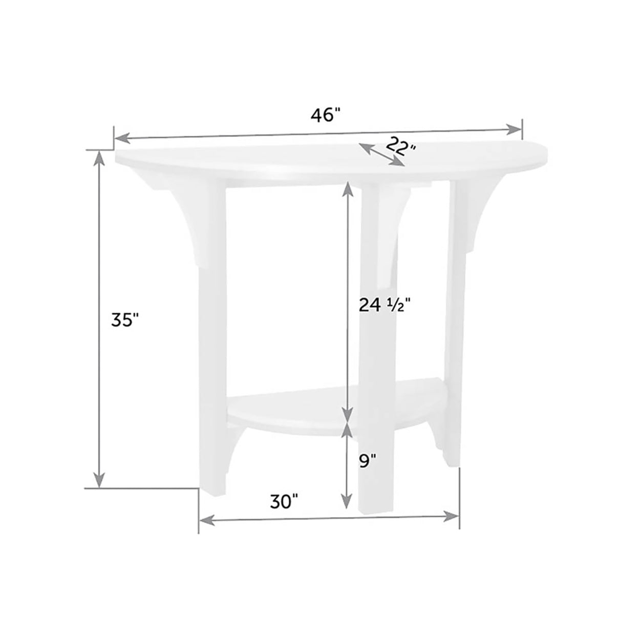 Great Bay 46″ Half Round Table - Counter Height