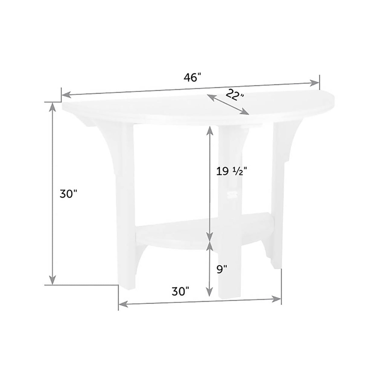 Great Bay 46″ Half Round Table - Dining Height