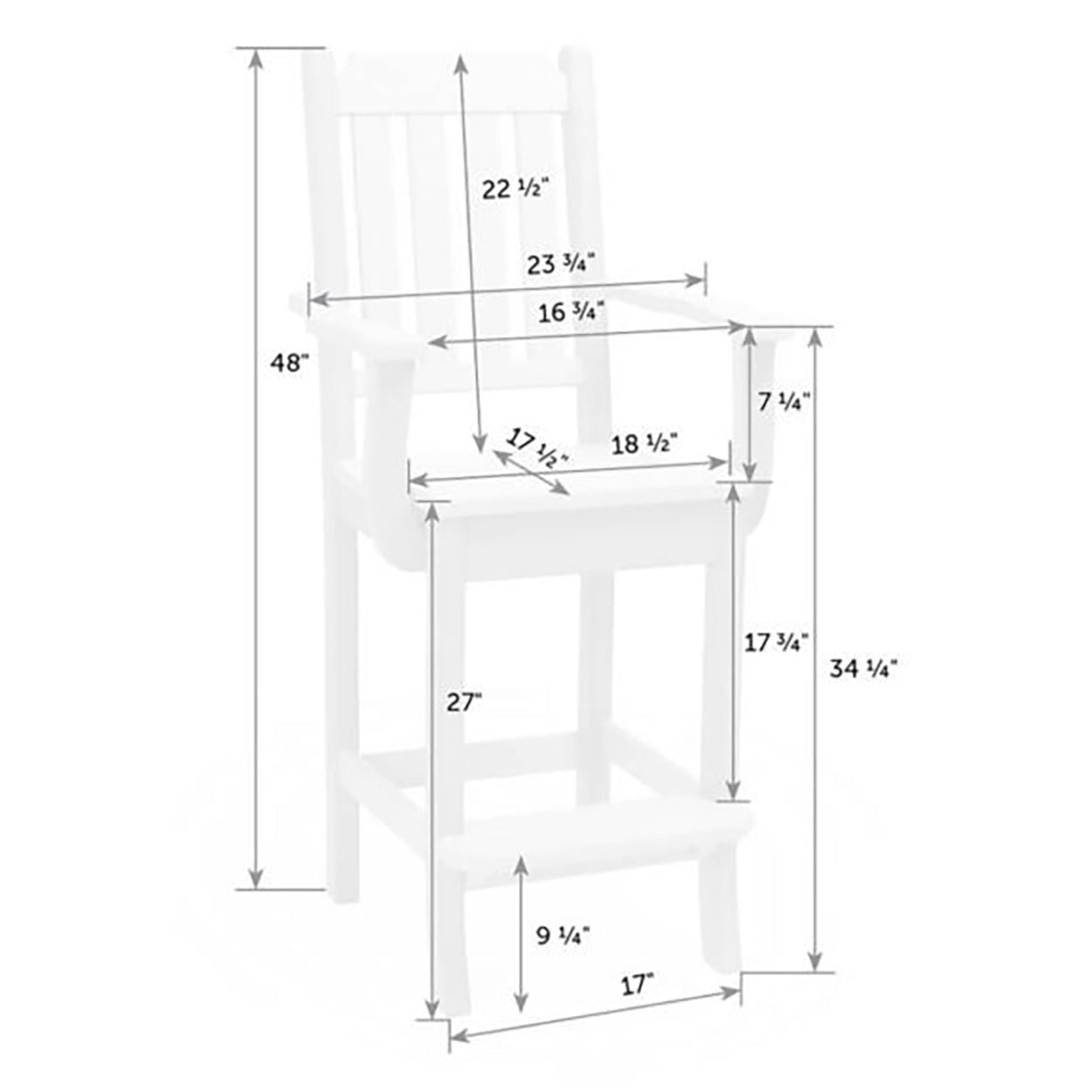 Keystone Chair With Arms - Bar Height