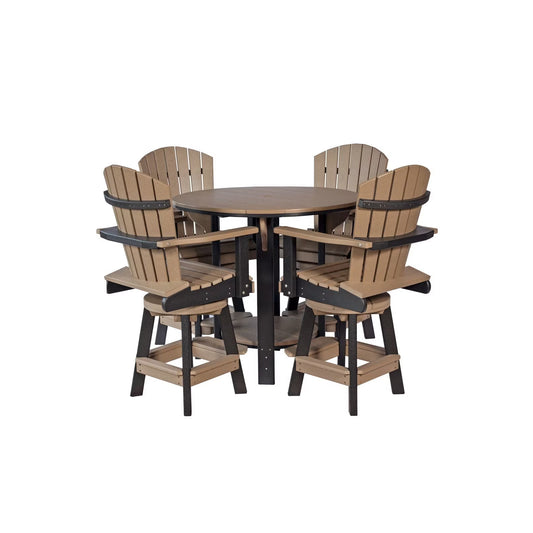 Fanback Adirondack 42" Table Set & Swivel Chair Bar Height - 5 Piece